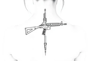 Machine gun spine tattoo idea