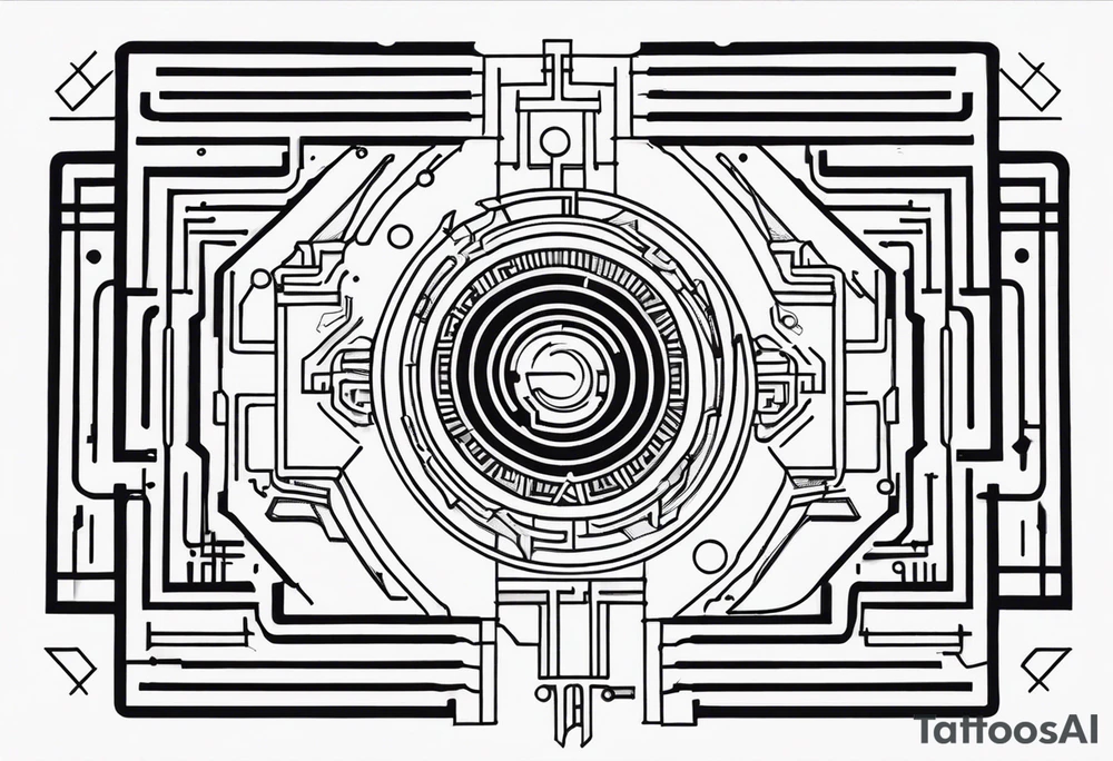 geometric circuit board lines tattoo idea