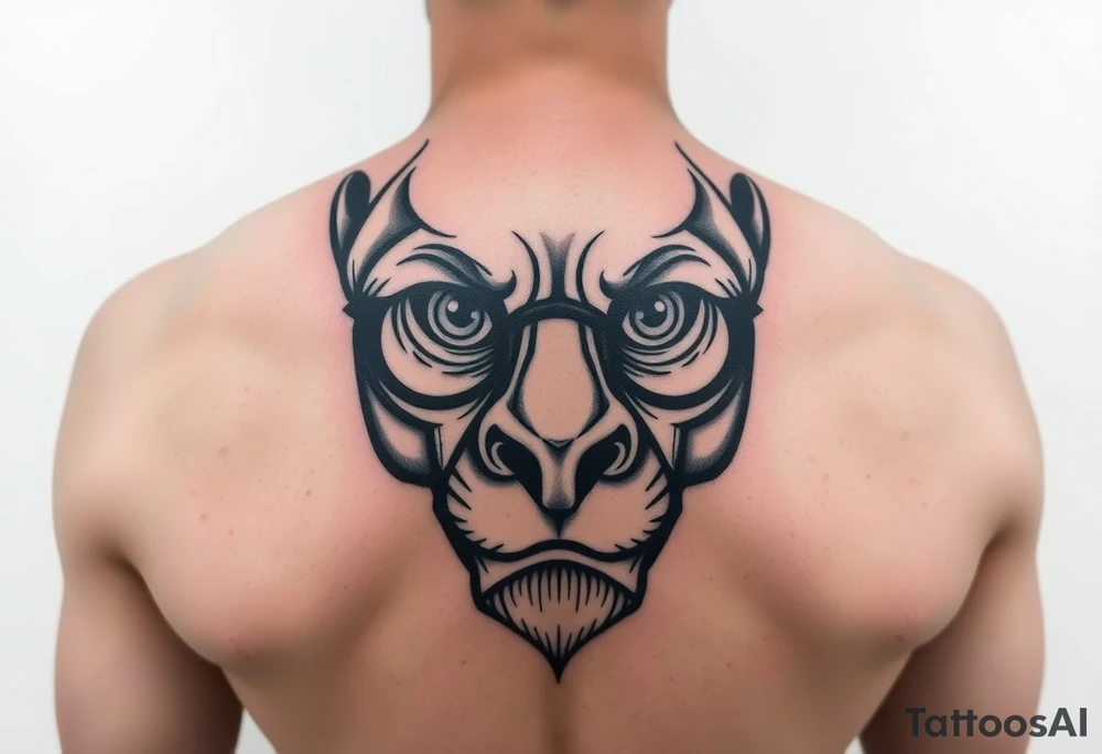 so--try it from the profile...a big head, big eyes, outside the head, big nose tattoo idea