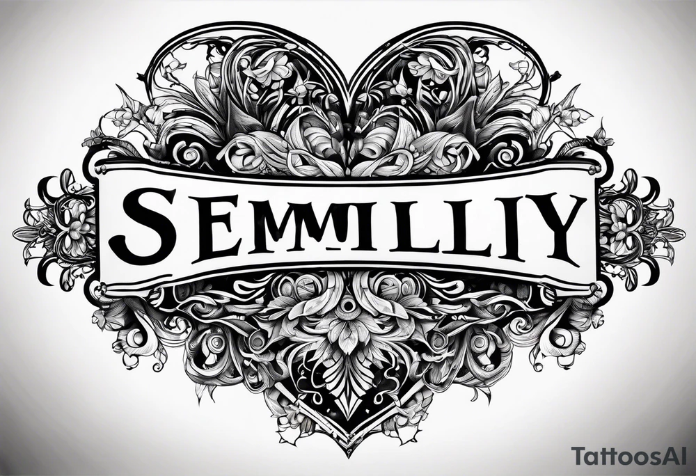 semilly name written in beautiful letters with a small heart tattoo idea