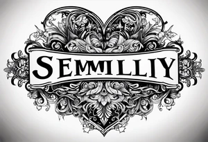 semilly name written in beautiful letters with a small heart tattoo idea