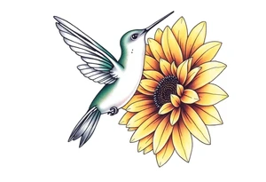 Hummingbird near a sunflower tattoo idea