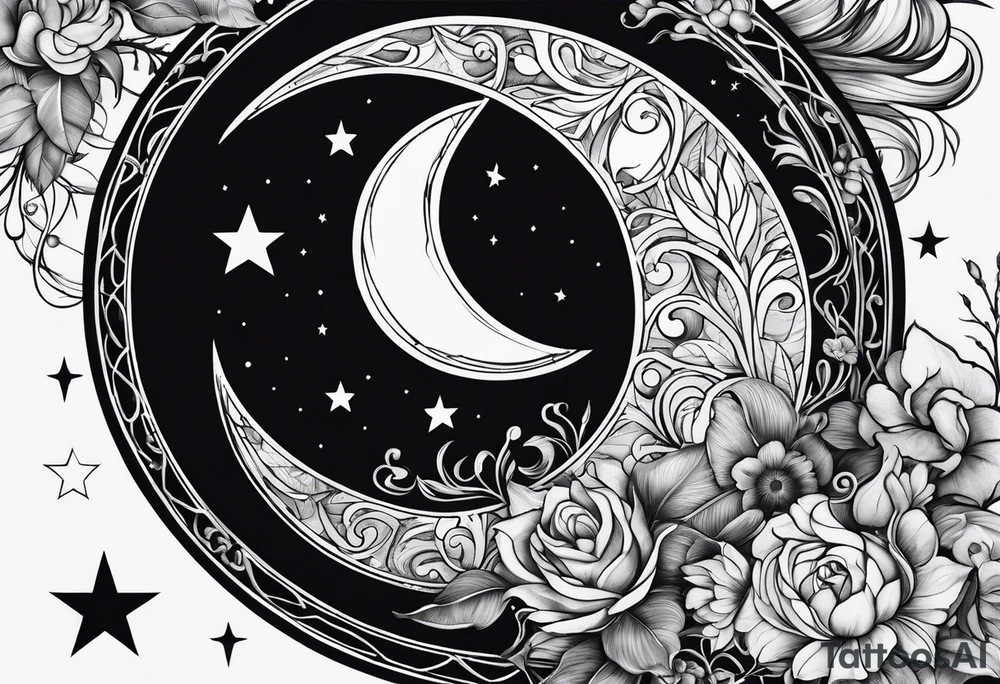 Moon and letter M tattoo idea