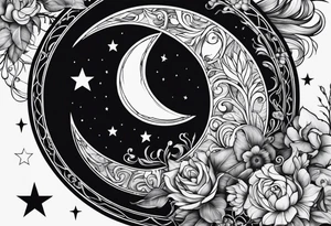 Moon and letter M tattoo idea