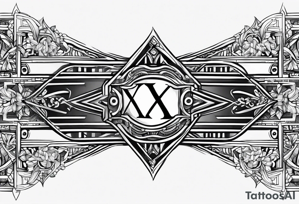 Leg band solid numerals ix xi tattoo idea