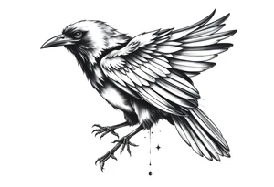 A crow tattoo that represents resilience and dealing with domestic abuse tattoo idea