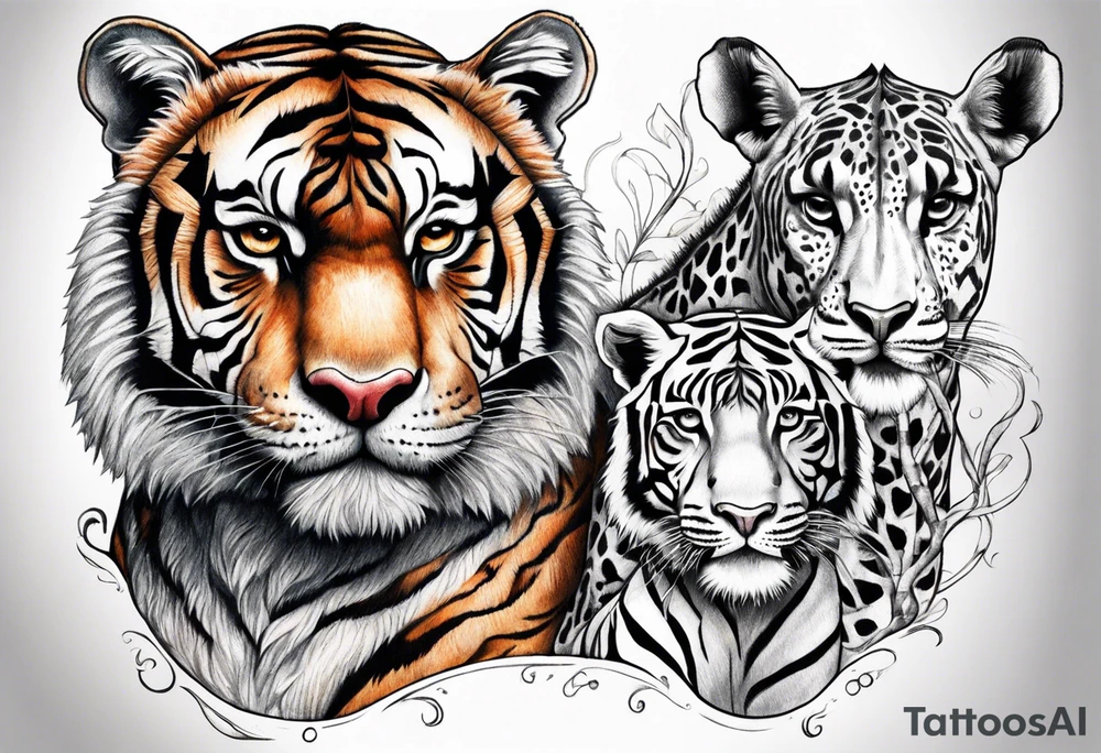 Tiger and giraffe stuffed animals tattoo idea