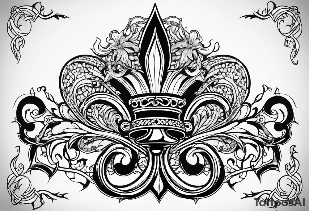 Fleur de lys celtique dans un brasier tattoo idea