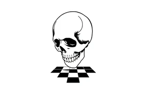 skull with checkered floor tattoo idea