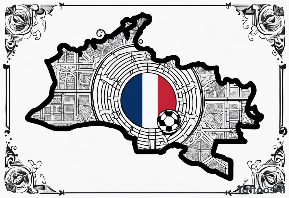 Colombia map with compass and soccer tattoo idea