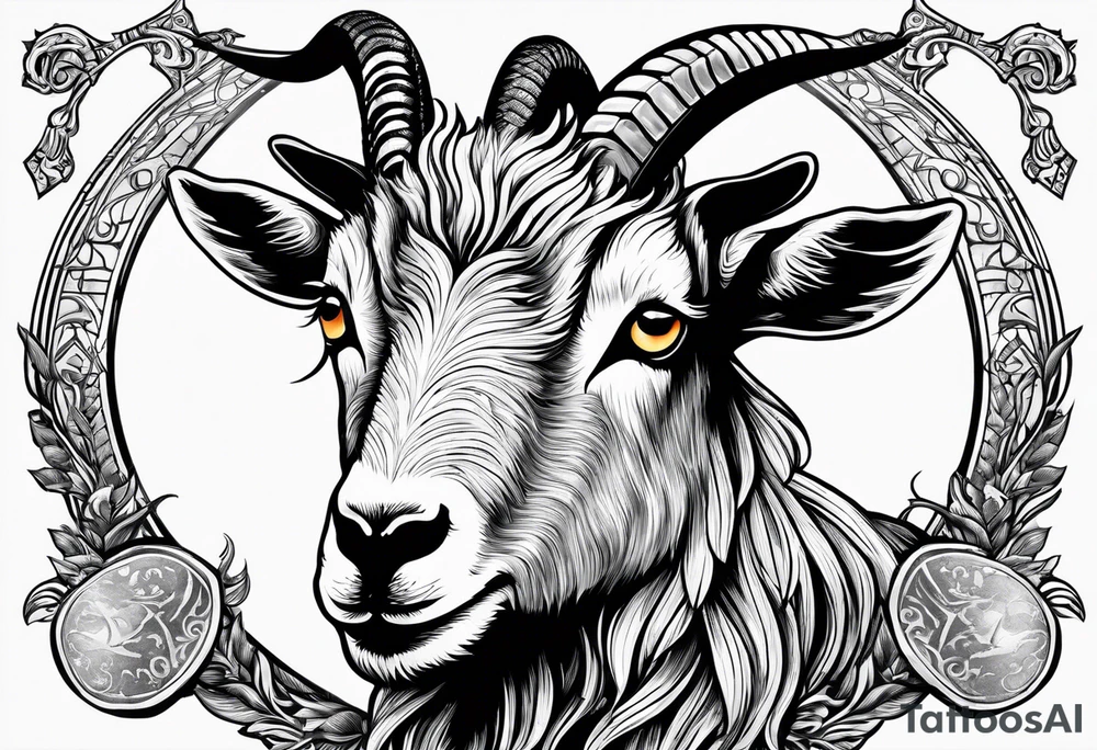 Image of goat combined with commandment. tattoo idea