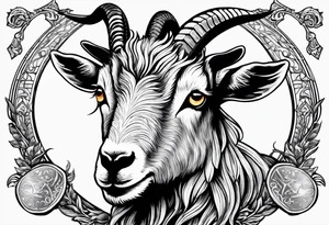 Image of goat combined with commandment. tattoo idea