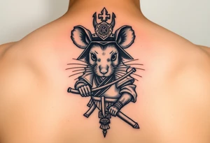 Female rat dressed up as Japanese  samurai tattoo idea