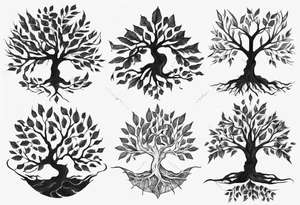 Double tree forearm alive with leaves tattoo idea