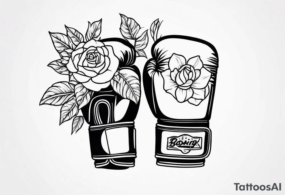 boxing gloves and flowers tattoo idea
