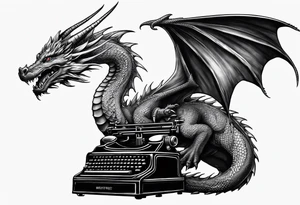 dragon coming out of a typewriter tattoo idea