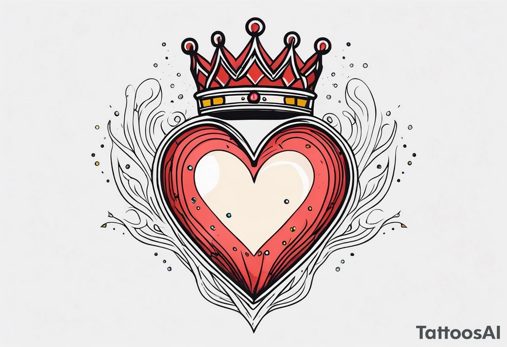 sacred heart vintage traditional tattoo oversized crown with jewels tattoo idea