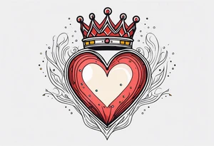 sacred heart vintage traditional tattoo oversized crown with jewels tattoo idea