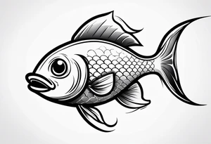 Aggressive looking minimalist cartoon fish tattoo idea