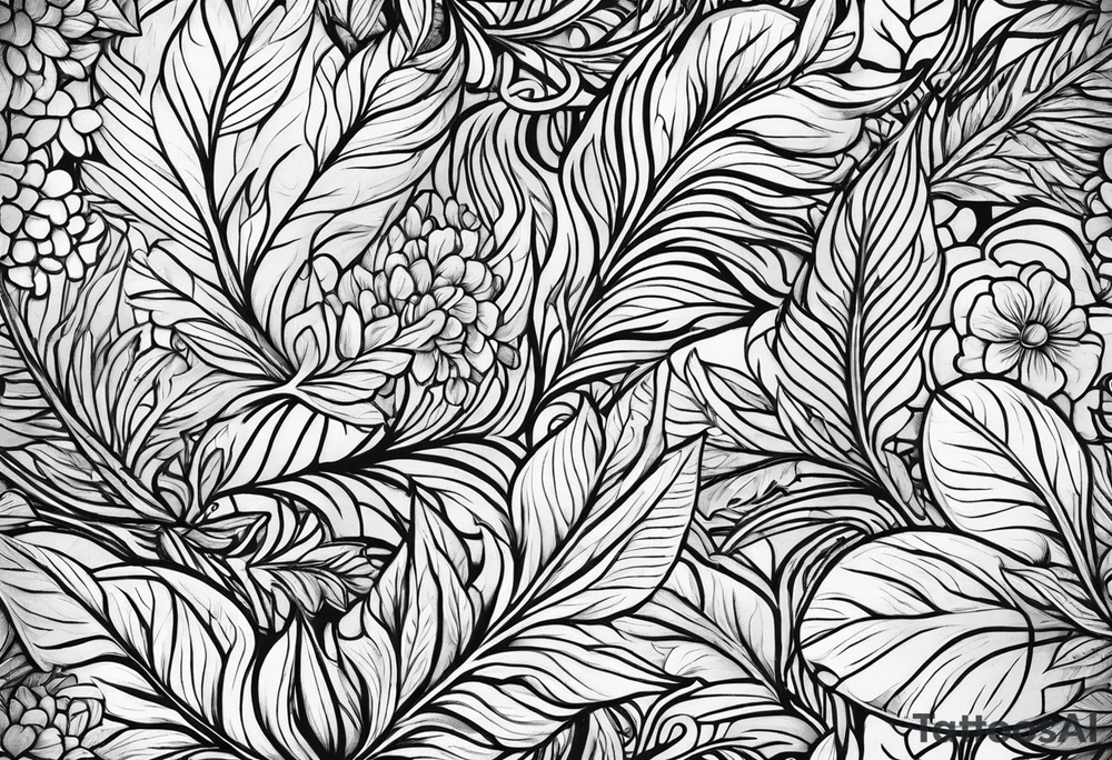 wood with foliage tattoo idea