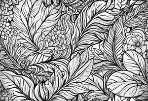 wood with foliage tattoo idea