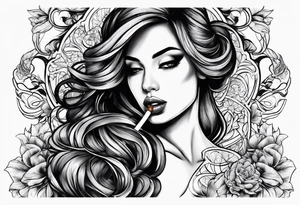 Girl smoking cigarette tattoo idea