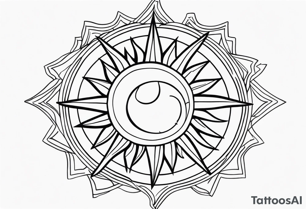 Feminine and simple sun tattoo idea