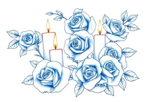 Passed love one, roses, candles, blue tattoo idea