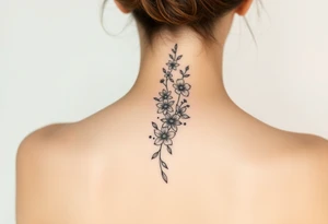 a bunch of flowers going down spine tattoo tattoo idea