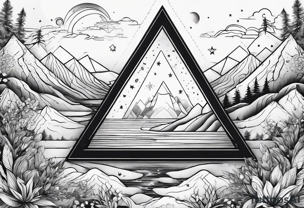 line art of space and nature in triangle tattoo idea line art of space and nature in triangle tattoo idea
