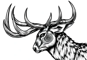 a rain deer horn with wood pattern on it tattoo idea