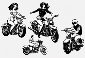 Pinup doll riding motorbike tattoo idea