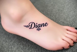 Anklet and charm name Diane tattoo idea