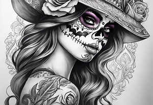 Lost a lot of weight. Sugar skull. Thigh tattoo tattoo idea
