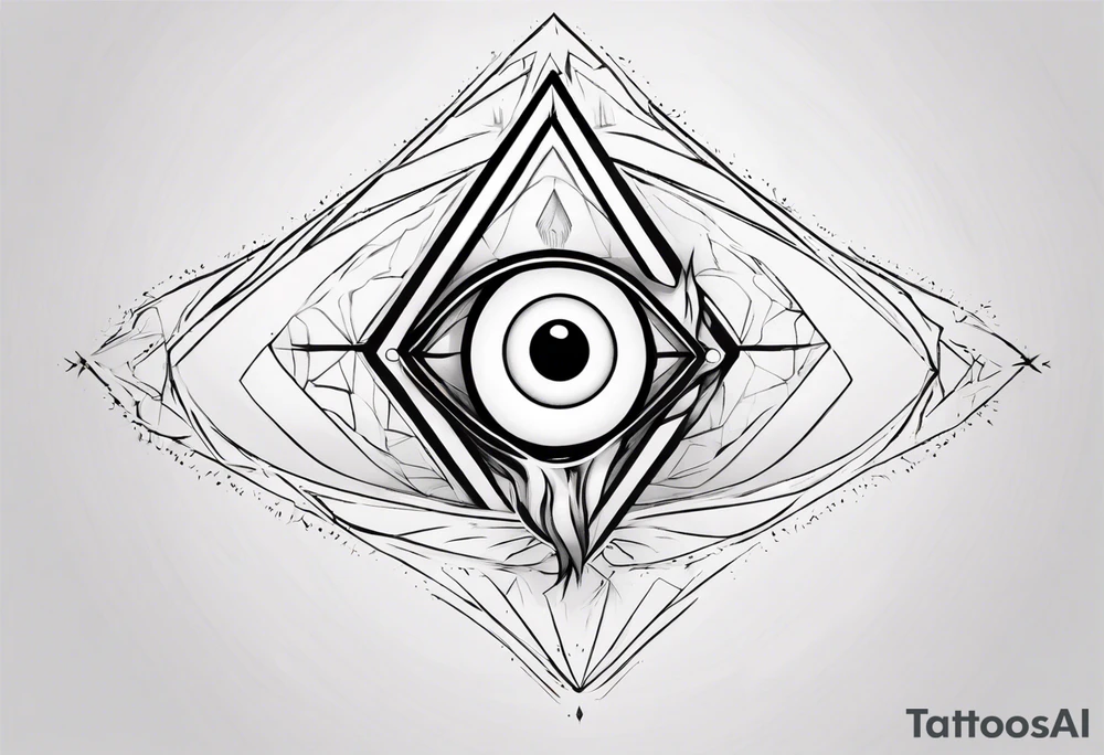 Third eye abstract fine line sketch style. Diamond shape with heavy black and do tattoo idea Third eye abstract fine line sketch style. Diamond shape with heavy black and do tattoo idea