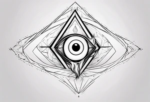 Third eye abstract fine line sketch style. Diamond shape with heavy black and do tattoo idea