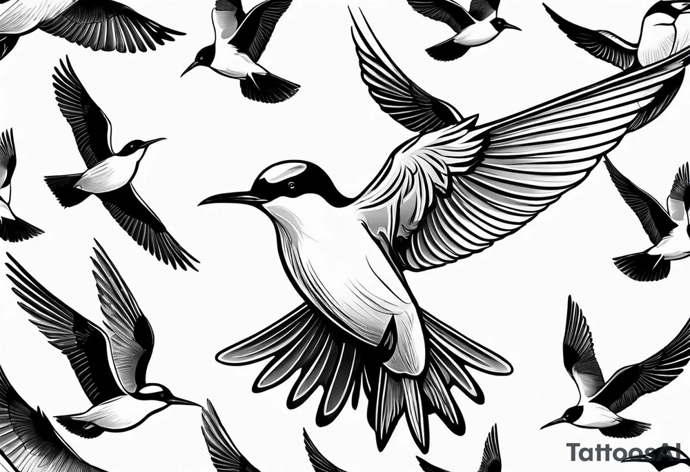20 Silhouettes of an Arctic Tern flying tattoo idea