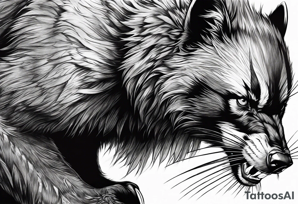 Wolverine animal hunting tattoo idea