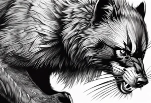 Wolverine animal hunting tattoo idea