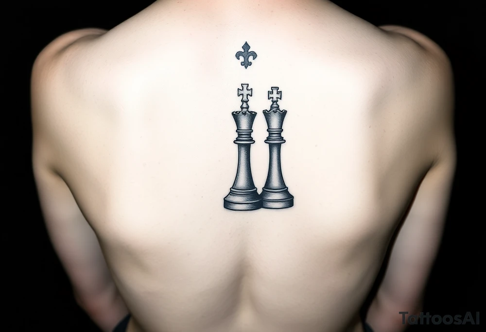 Queen and king chess piece on woman's forearm tattoo idea