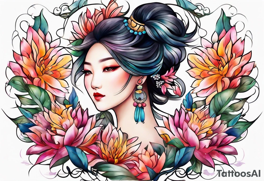 Chinese symbol strength aster love mother tattoo idea