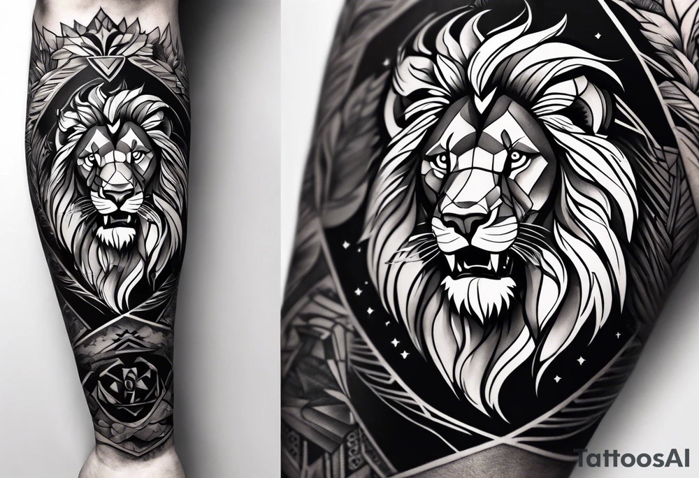 Sleeve tattoo angry lion tattoo idea