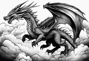 Dragon soaring through clouds tattoo idea