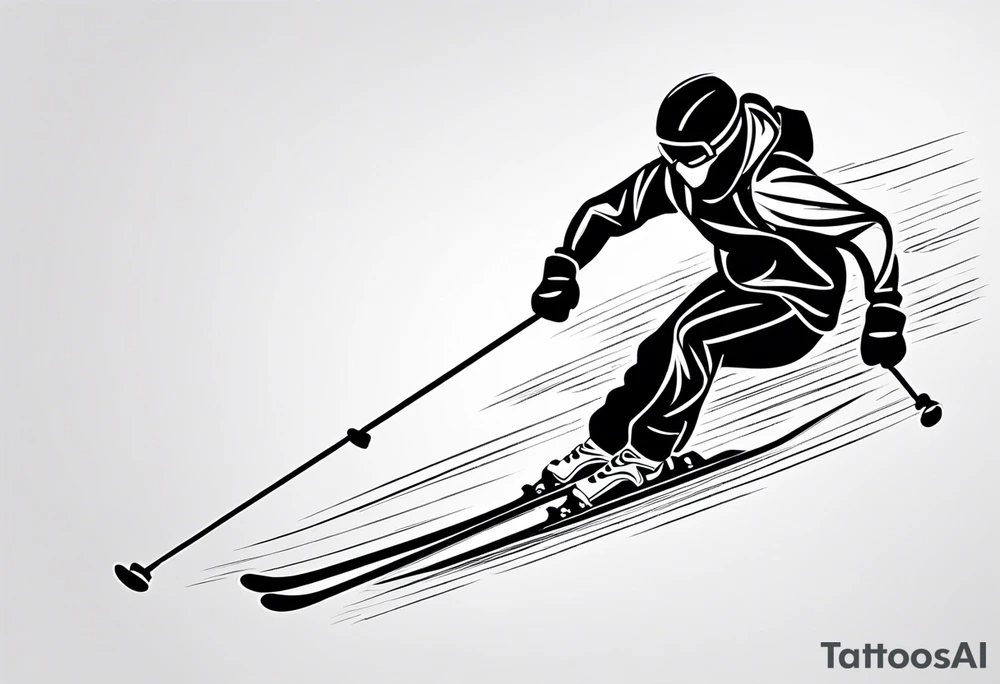 Skier in motion, single line tattoo idea