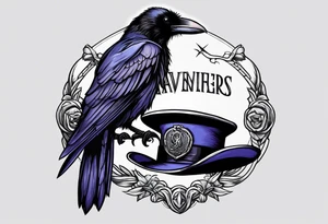a raven sitting on top of the ravenmasters hat tattoo idea