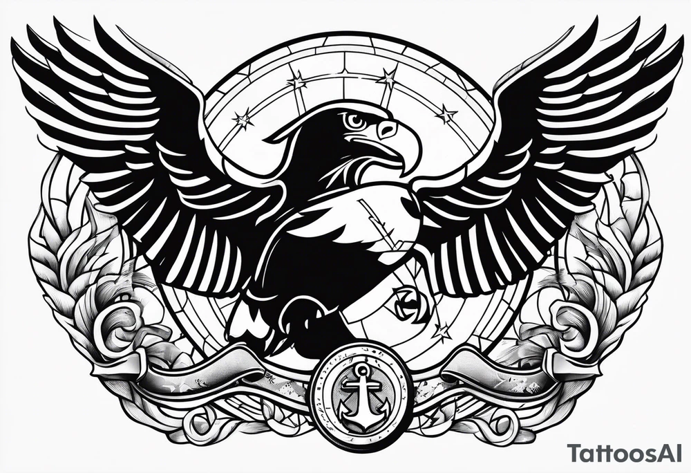 Usmc eagle globe and anchor American flag tattoo idea