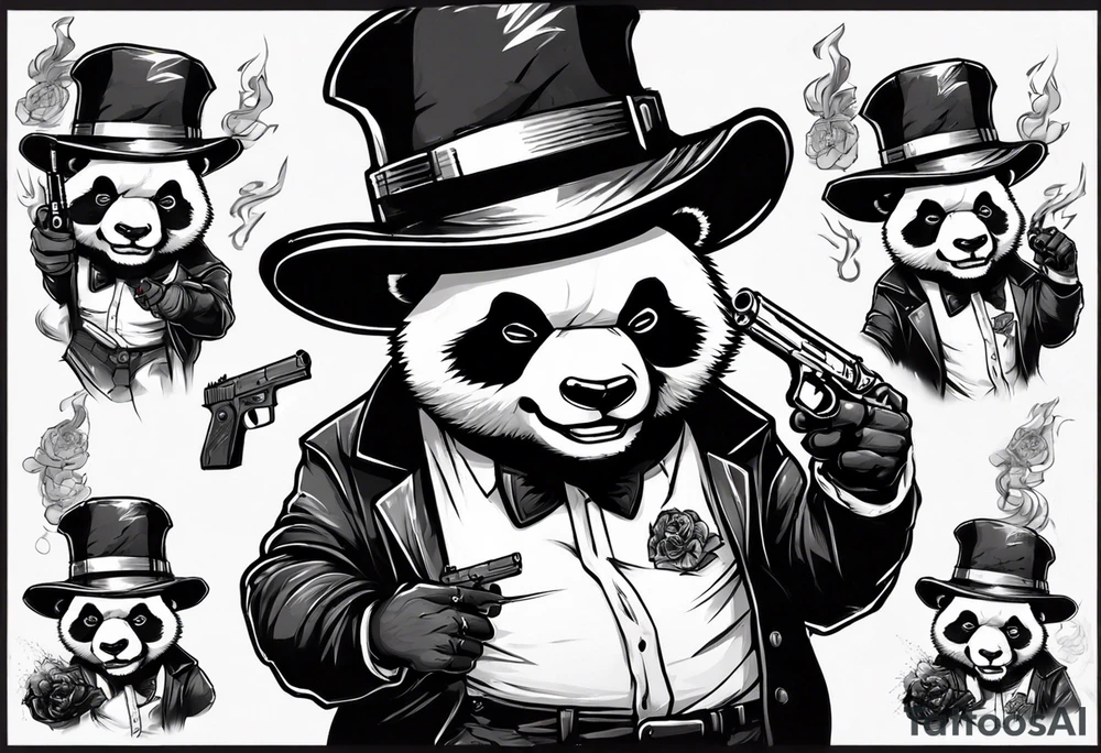 gangster panda angry

smoking and pointing a gun wearing hat tattoo idea