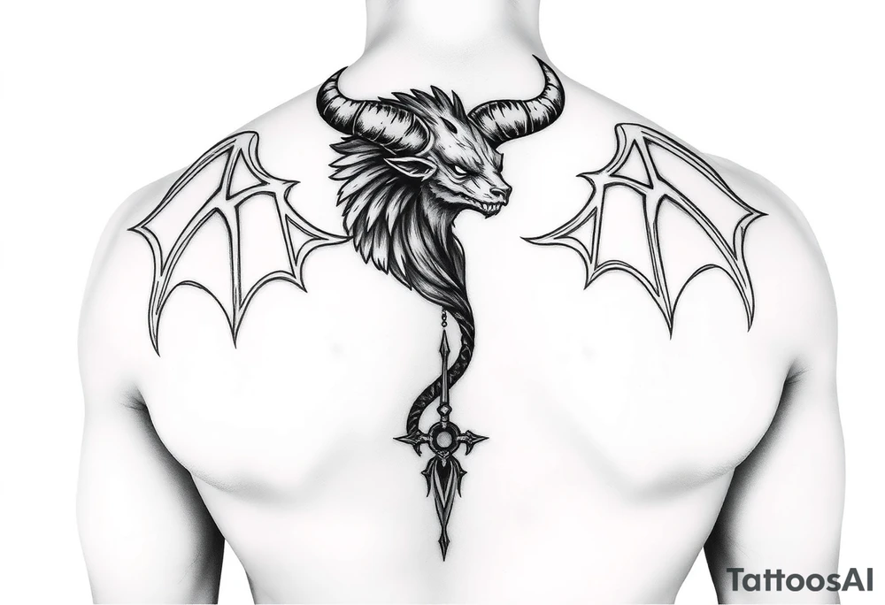 Joshua Esquivel/capricorn/strong and demonic full back  and body tattoo idea