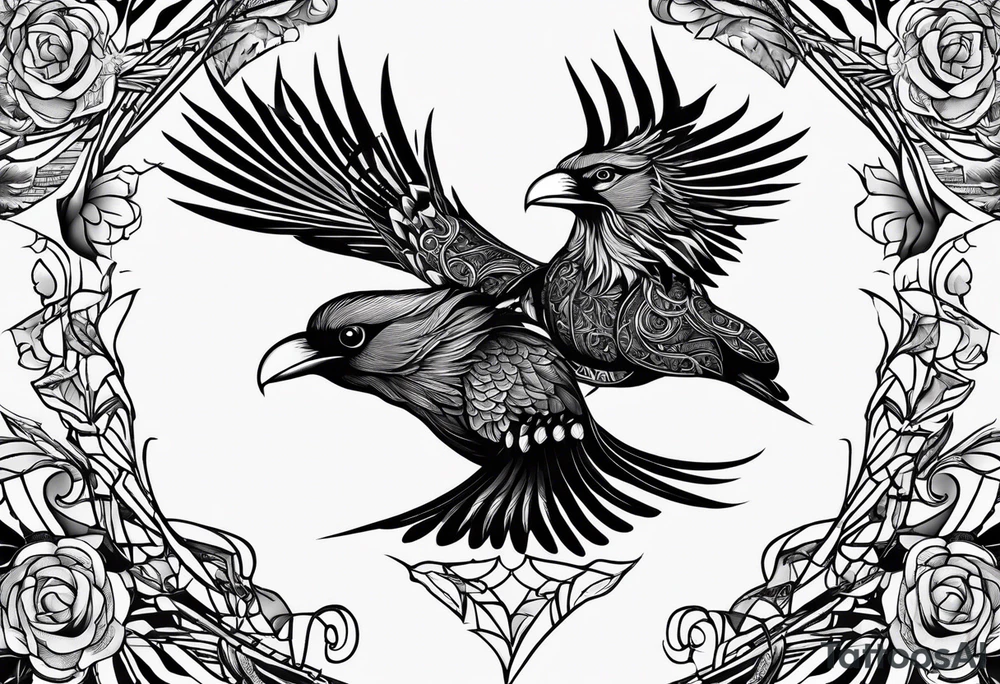 Hugin y munin en pelea sangrienta tattoo idea