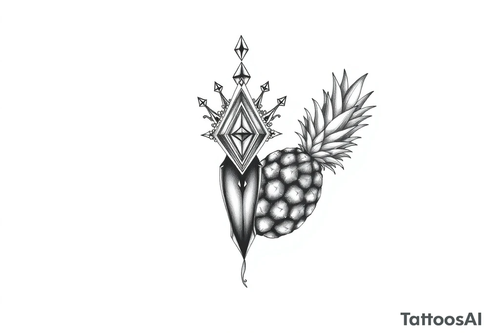 Pubic crown diamond vagina and anus pineapple tattoo idea